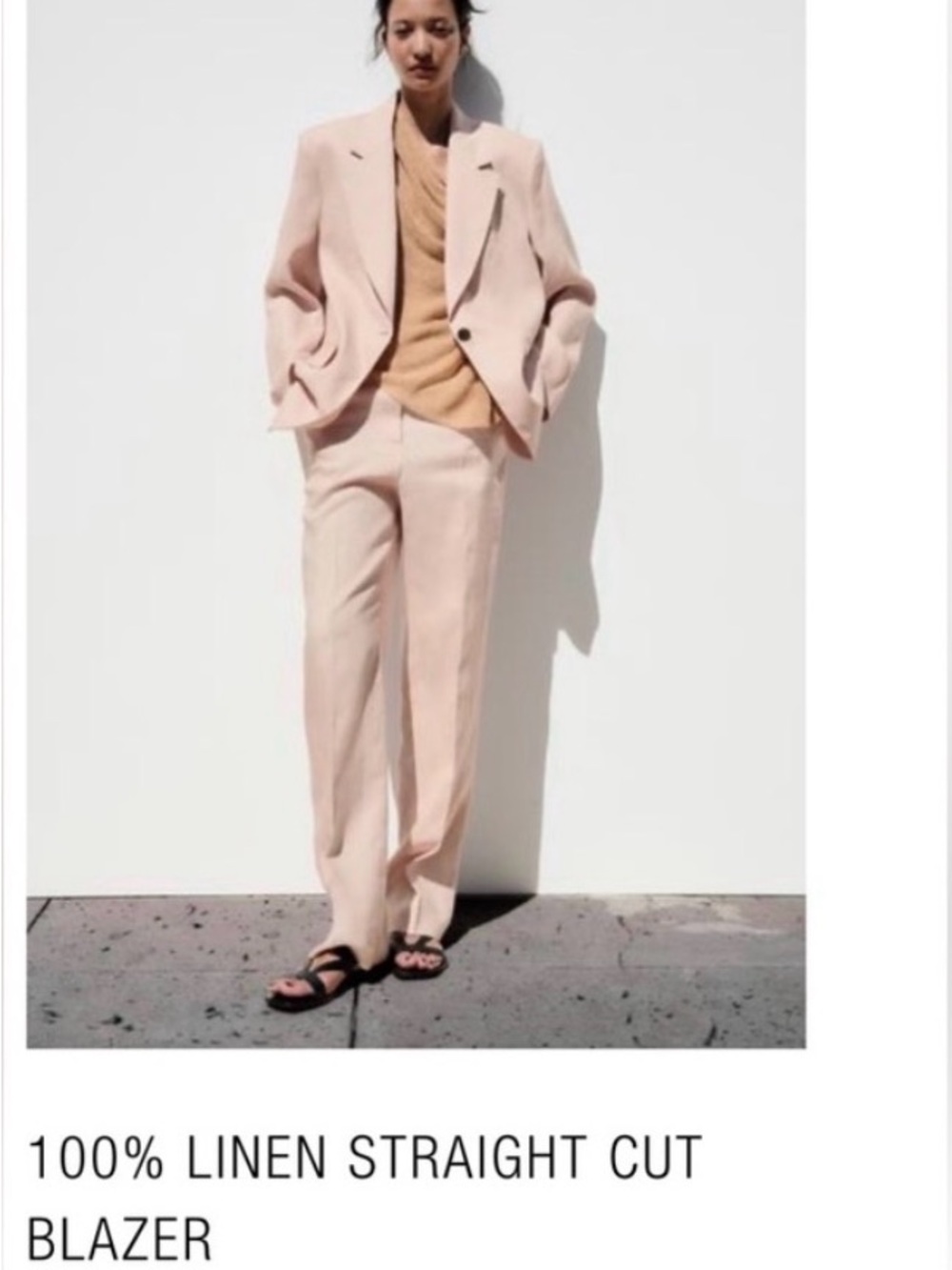 Zara Light Pink Linen Suit Blazer